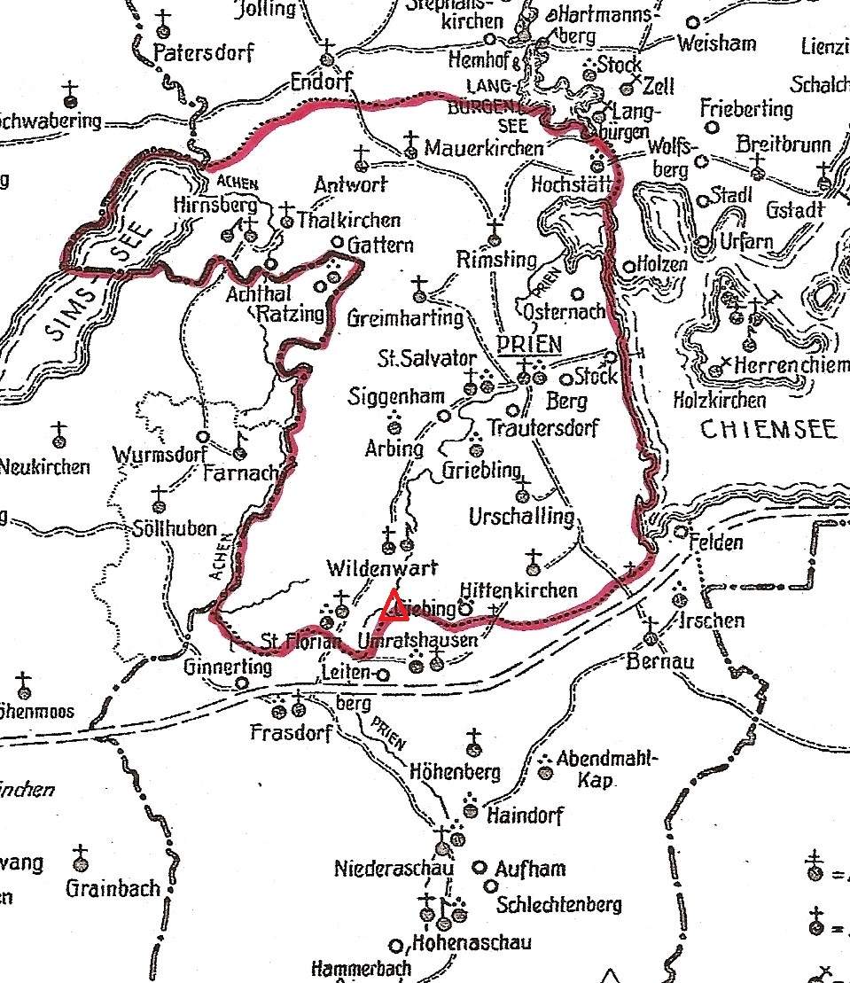 Alte Karte von Prien und Umgebung