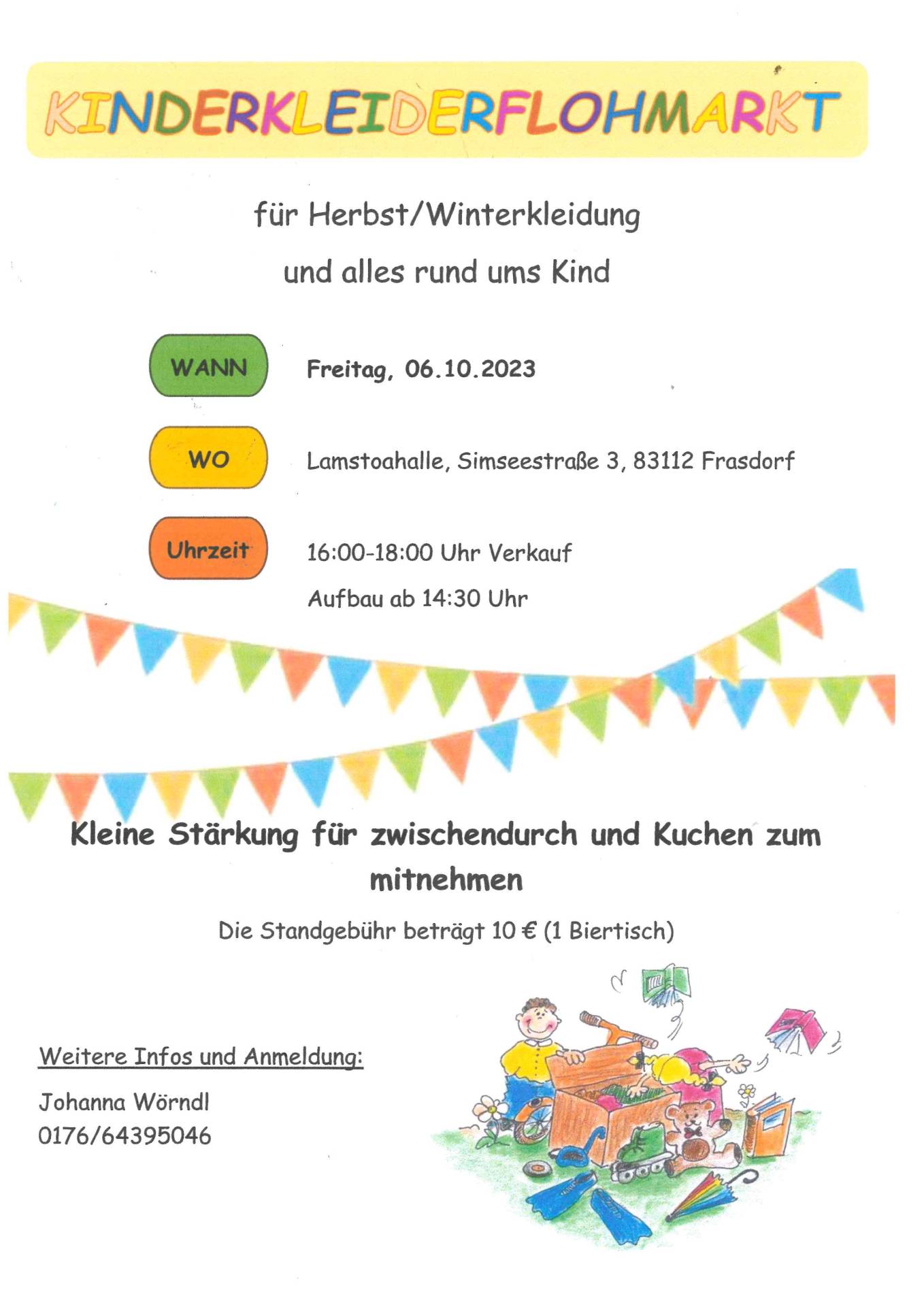 Plakat Kinderkleiderflohmarkt Frasdorf 6.10.23